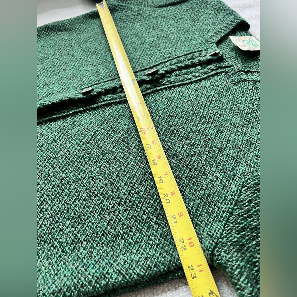 Vintage 100% Wool Cardigan, Made in Ireland, Deep Emerald Green, Sz - L - Picture 10 of 12